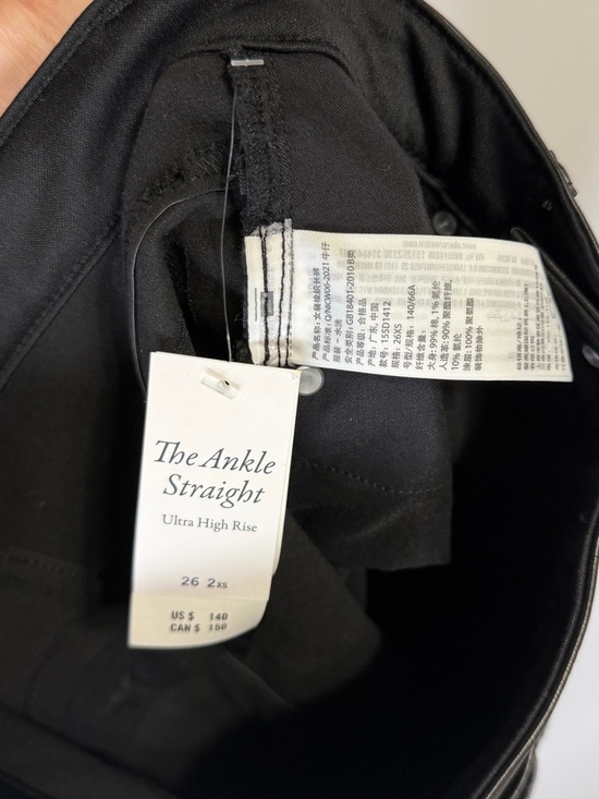 Abercrombie & Fitch Black Ankle Straight Ultra High Rise Vegan Leather 26 XShort - Picture 8 of 14